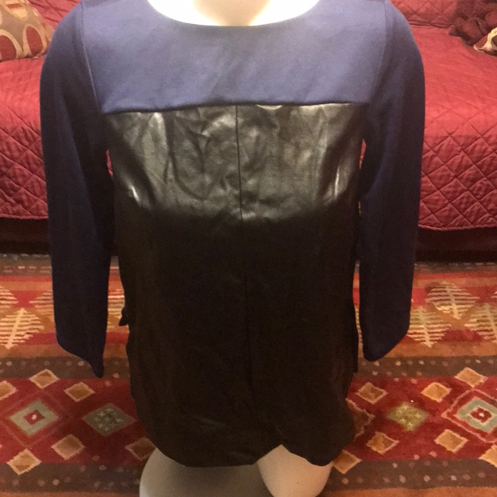 Dennis Basso Faux Leather Top